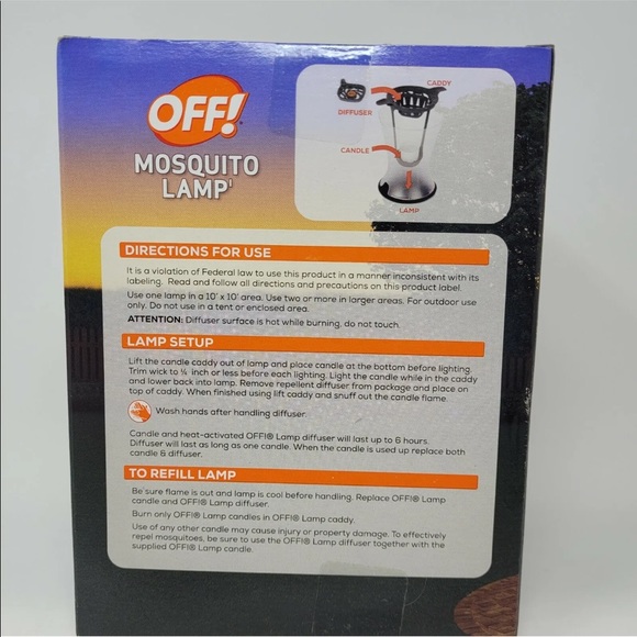 OFF Mosquito Lamp NEW Refillable Contains 1 Caddy 10x10 FT 6 Hrs Mosquito Free - Picture 3 of 7